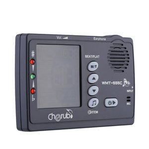 Cherub WMT-555C Multifunctional Electronic Digital Tuner & Metronome & Tone Generator 3 in 1 Intonation Trainer with Pickup and Clip for Chromatic Guitar Bass Ukulele Violin