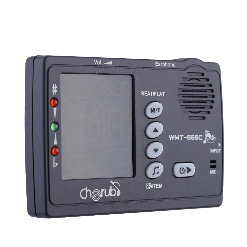 Cherub WMT-555C Multifunctional Electronic Digital Tuner & Metronome & Tone Generator 3 in 1 Intonation Trainer with Pickup and Clip for Chromatic Guitar Bass Ukulele Violin